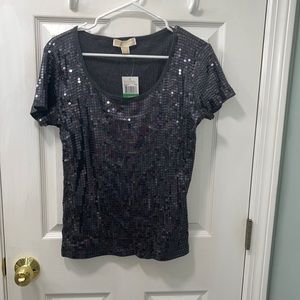 Michael Kors Silver/Grey sequin t-shirt style top